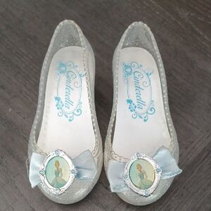 Disney Cinderella Glittery Silver Flats with Bow